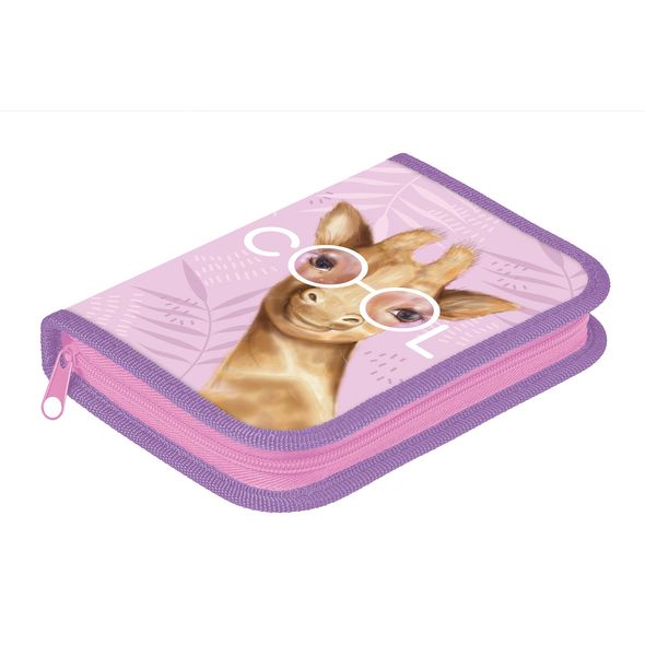 Пенал Hatber 190х130мм 1 отделение на молнии с откидной планкой Soft-touch -Happy giraffe-  в индив.упак. , 